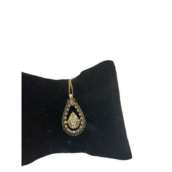 DCE signed pendant gold necklace diamond chip teardrop pendant - Picture 3 of 10